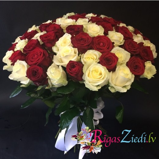 Wite and red roses